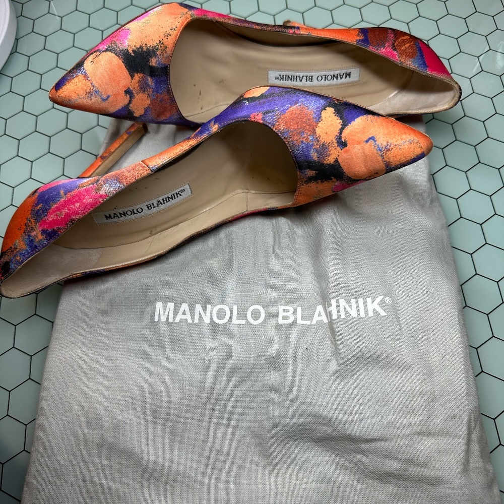 RARE Manolo Blahnik Printed Multi Size US 6 | EU 36.5